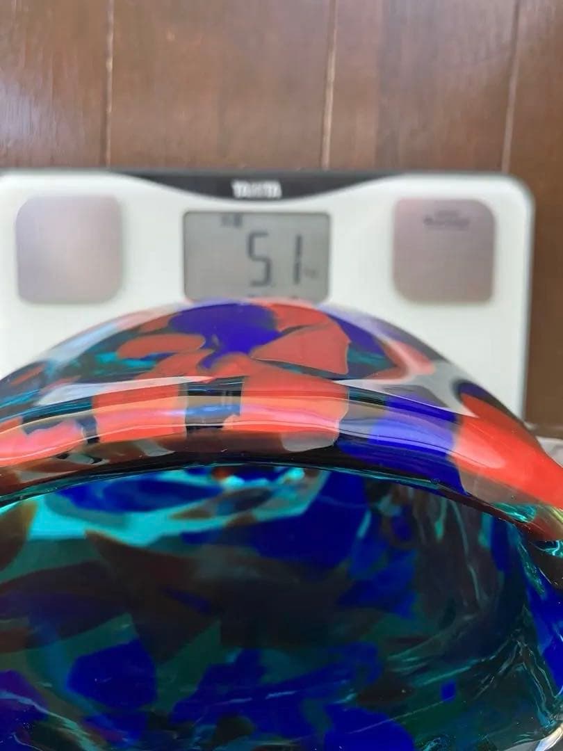 kayo大型 ムラーノ技法風 ガラス花瓶 33×25cm 5.1kg