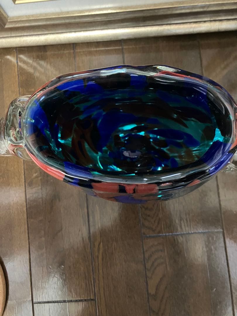 kayo大型 ムラーノ技法風 ガラス花瓶 33×25cm 5.1kg