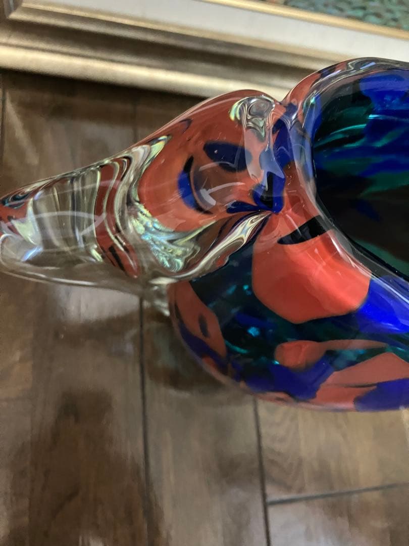 kayo大型 ムラーノ技法風 ガラス花瓶 33×25cm 5.1kg