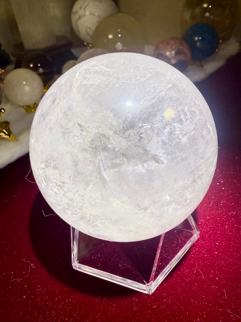 水晶スフィア75mm×虹入り Select by Amulet〜天然石〜