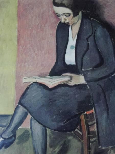 中川 紀元/読書の女、希少な額装用画集より・名画、作者作品説明付、新品額装付