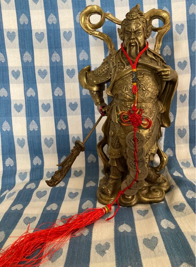 風水 関羽 立像 金属製 財運の神様 縁起物 置物 超希少アイテム