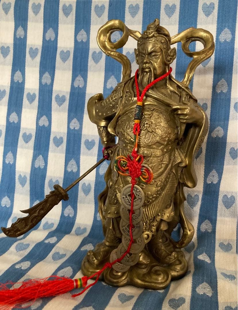 風水 関羽 立像 金属製 財運の神様 縁起物 置物 超希少アイテム