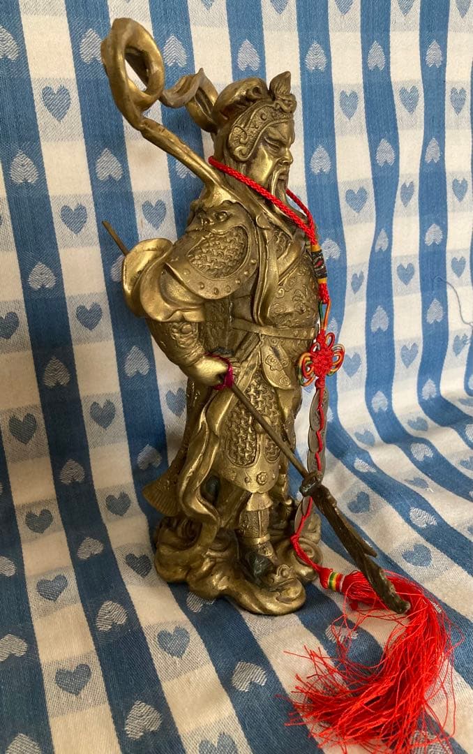 風水 関羽 立像 金属製 財運の神様 縁起物 置物 超希少アイテム
