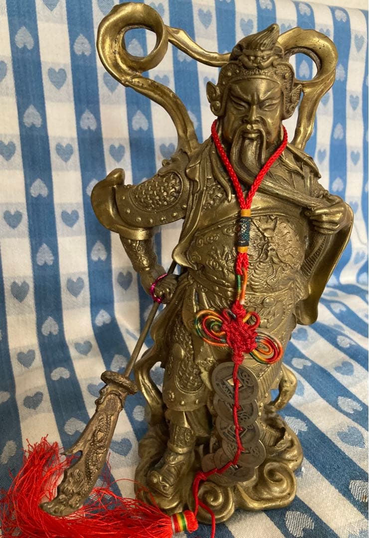 風水 関羽 立像 金属製 財運の神様 縁起物 置物 超希少アイテム