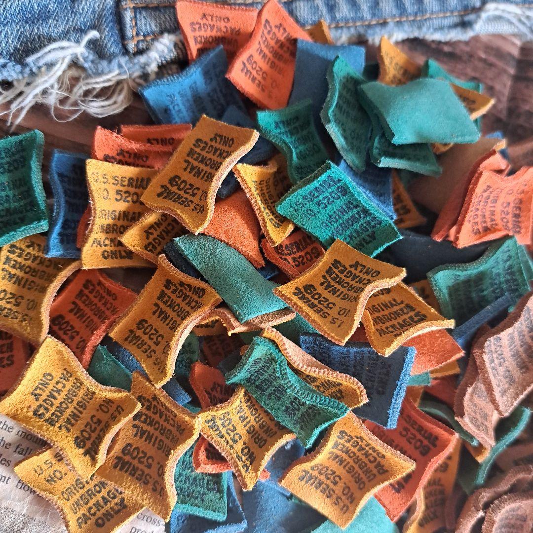 在庫セール★ミニカラー革タグ、ブラウンベージュ革タグ200こ★