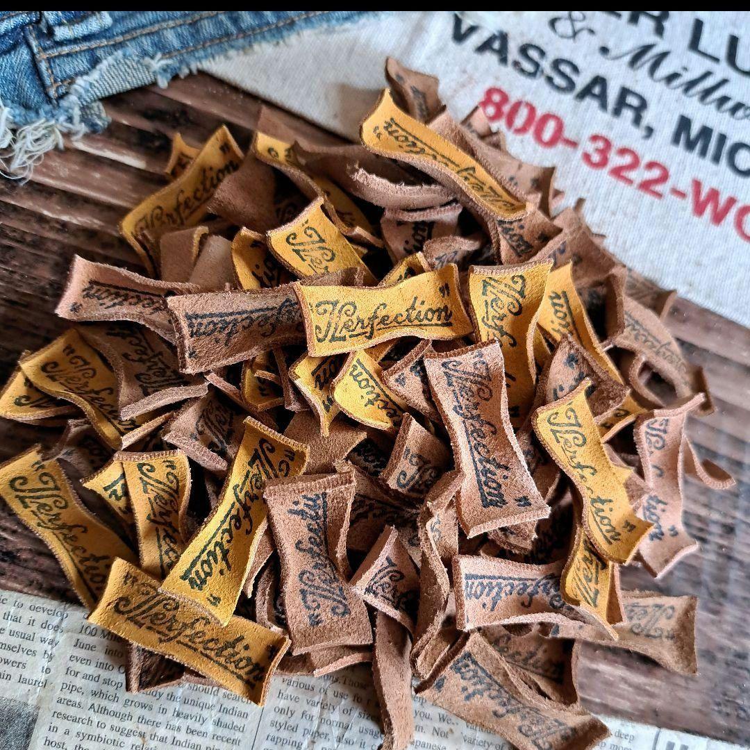 在庫セール★ミニカラー革タグ、ブラウンベージュ革タグ200こ★