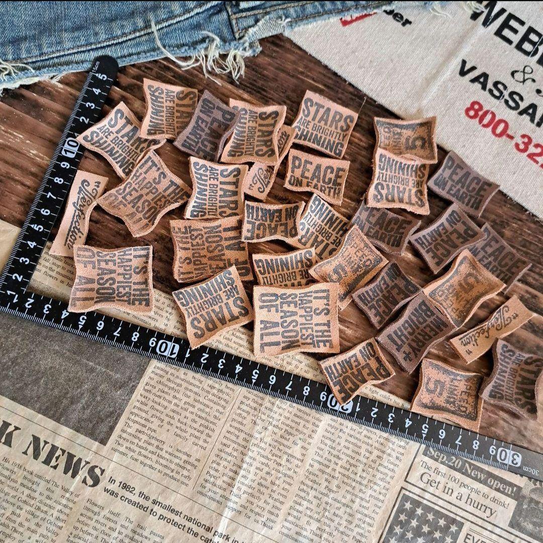 在庫セール★ミニカラー革タグ、ブラウンベージュ革タグ200こ★