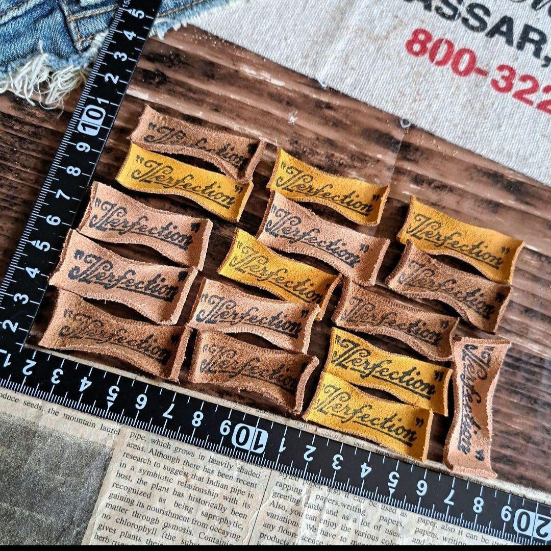 在庫セール★ミニカラー革タグ、ブラウンベージュ革タグ200こ★