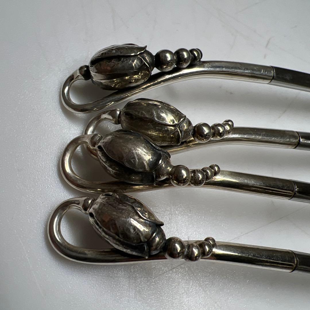 ジョージジェンセン　最高級ブロッサムティースプーン4本　共袋　53g/約10㎝