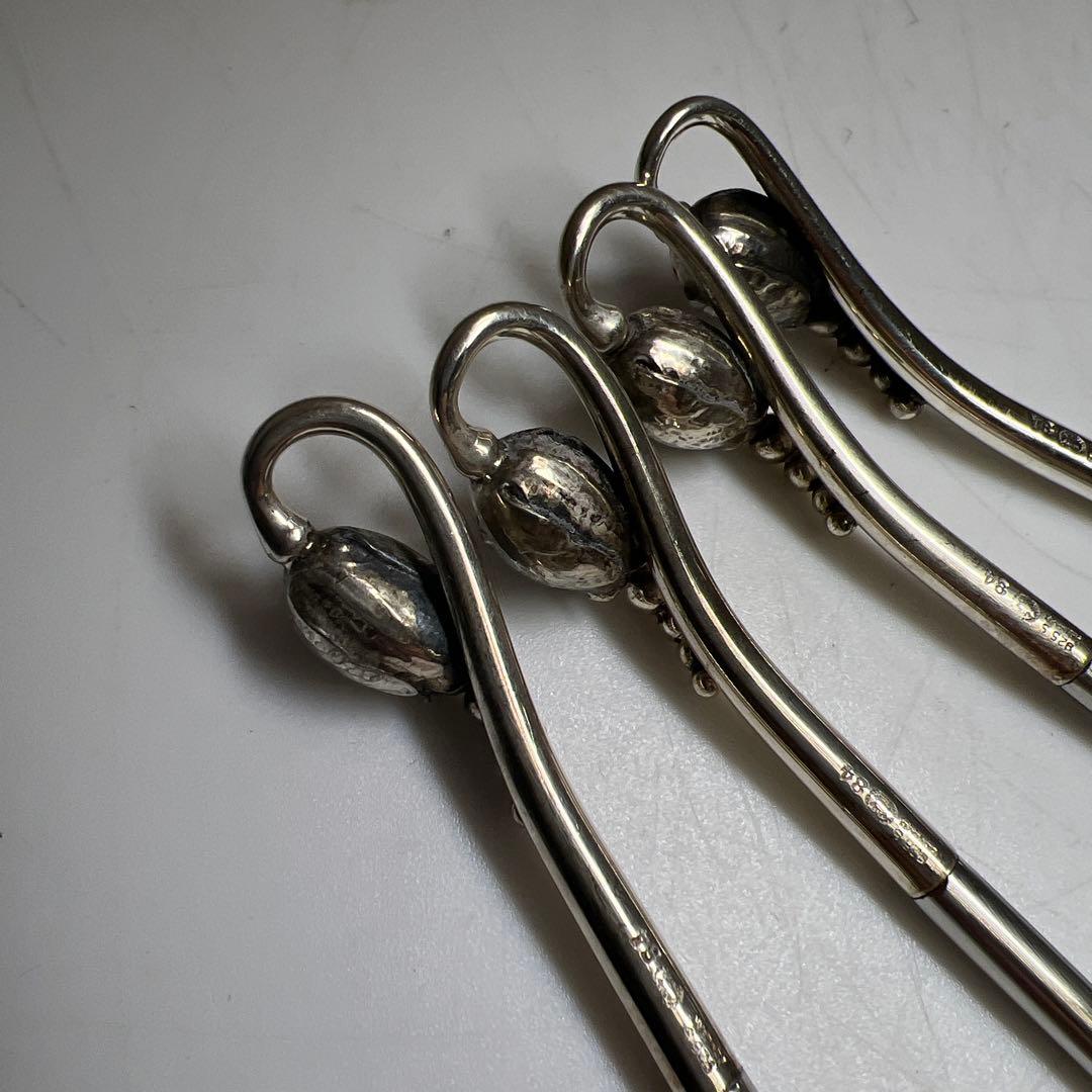 ジョージジェンセン　最高級ブロッサムティースプーン4本　共袋　53g/約10㎝