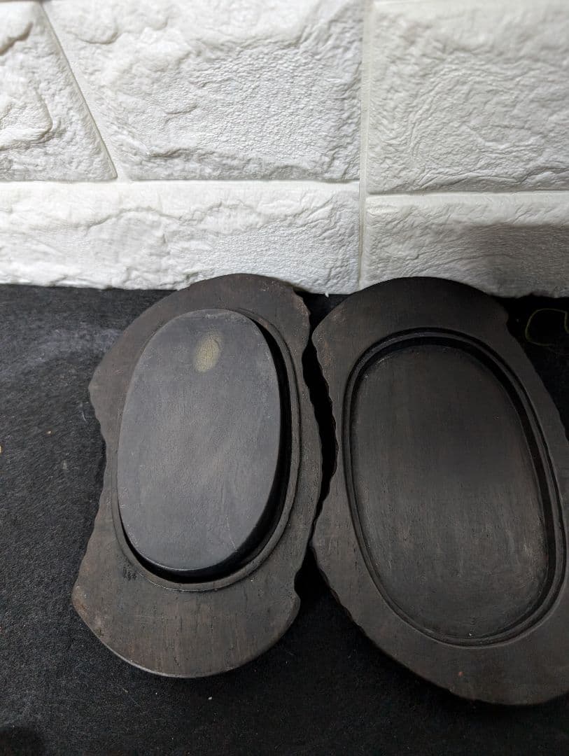 唐木 落花生形 蓋付 中国硯 在銘 文房具 古美術 書道 - メルカリ