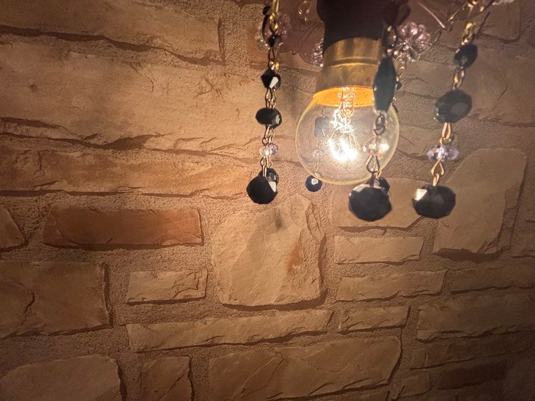 希少 紫アートデコ 漆黒の祈り 哀悼のビーズが導くヴィンテージミニシャンデリア