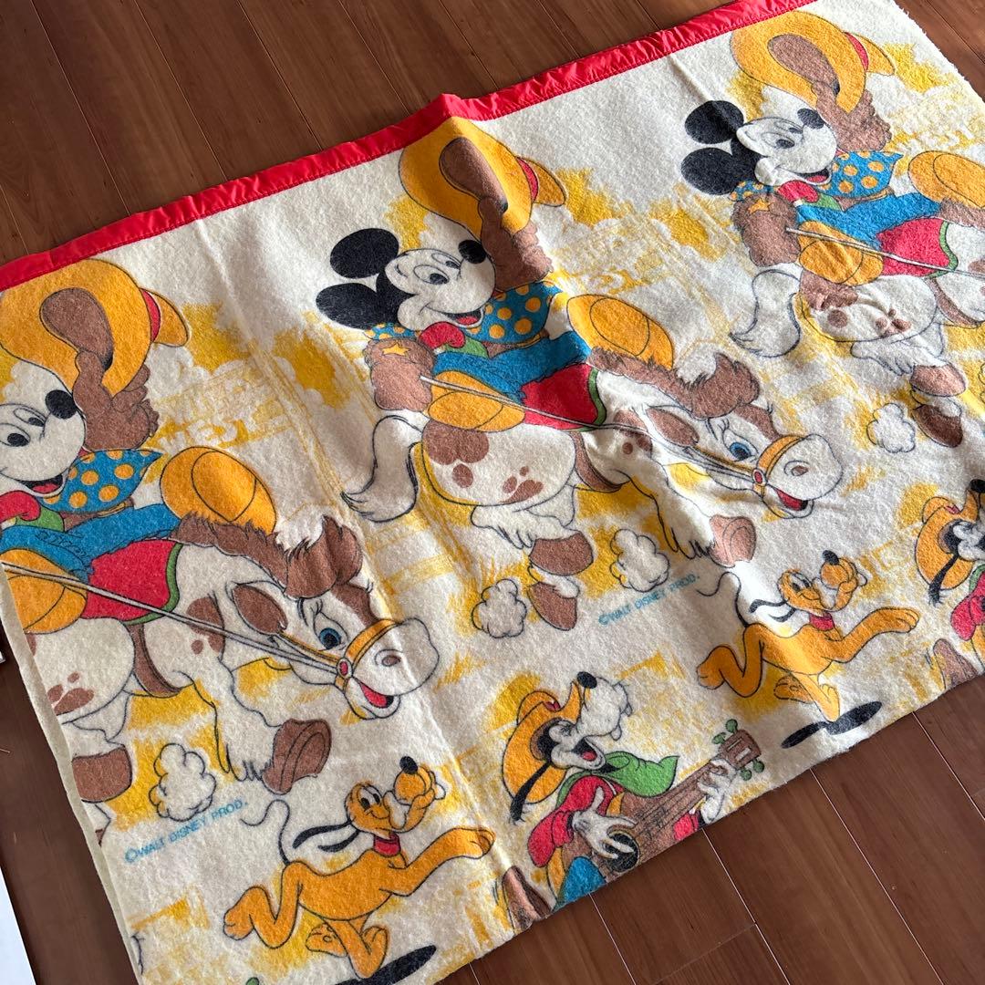 ディズニー ミッキーマウス 毛布 アメリカ ヴィンテージ USA製 80’s