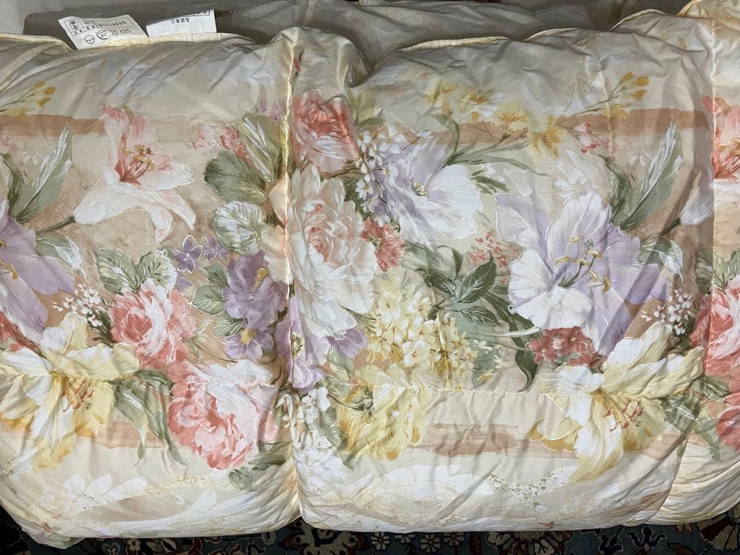 羽毛布団　ポーリッシュホワイトグース　1.4kg イエロー花柄　ブリヂストン