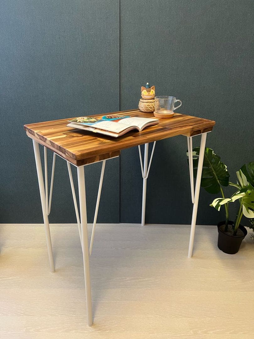 【送料無料】 テーブル 長方形65cm 45cm アカシア アイアンボルト連結脚