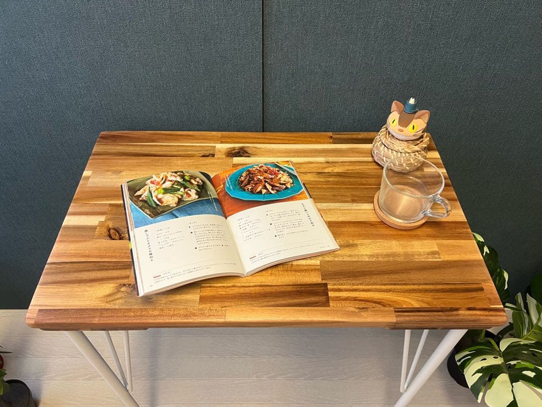 【送料無料】 テーブル 長方形65cm 45cm アカシア アイアンボルト連結脚