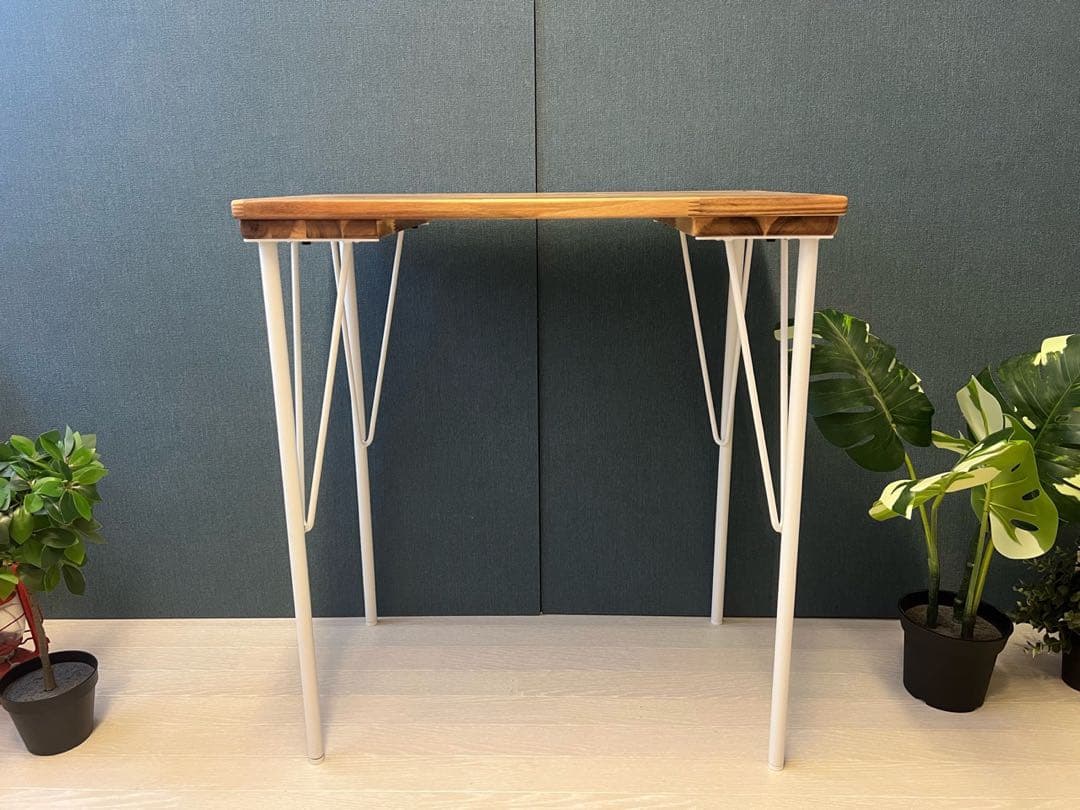 【送料無料】 テーブル 長方形65cm 45cm アカシア アイアンボルト連結脚