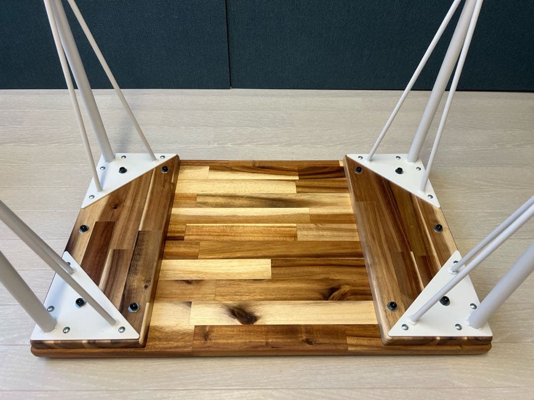 【送料無料】 テーブル 長方形65cm 45cm アカシア アイアンボルト連結脚