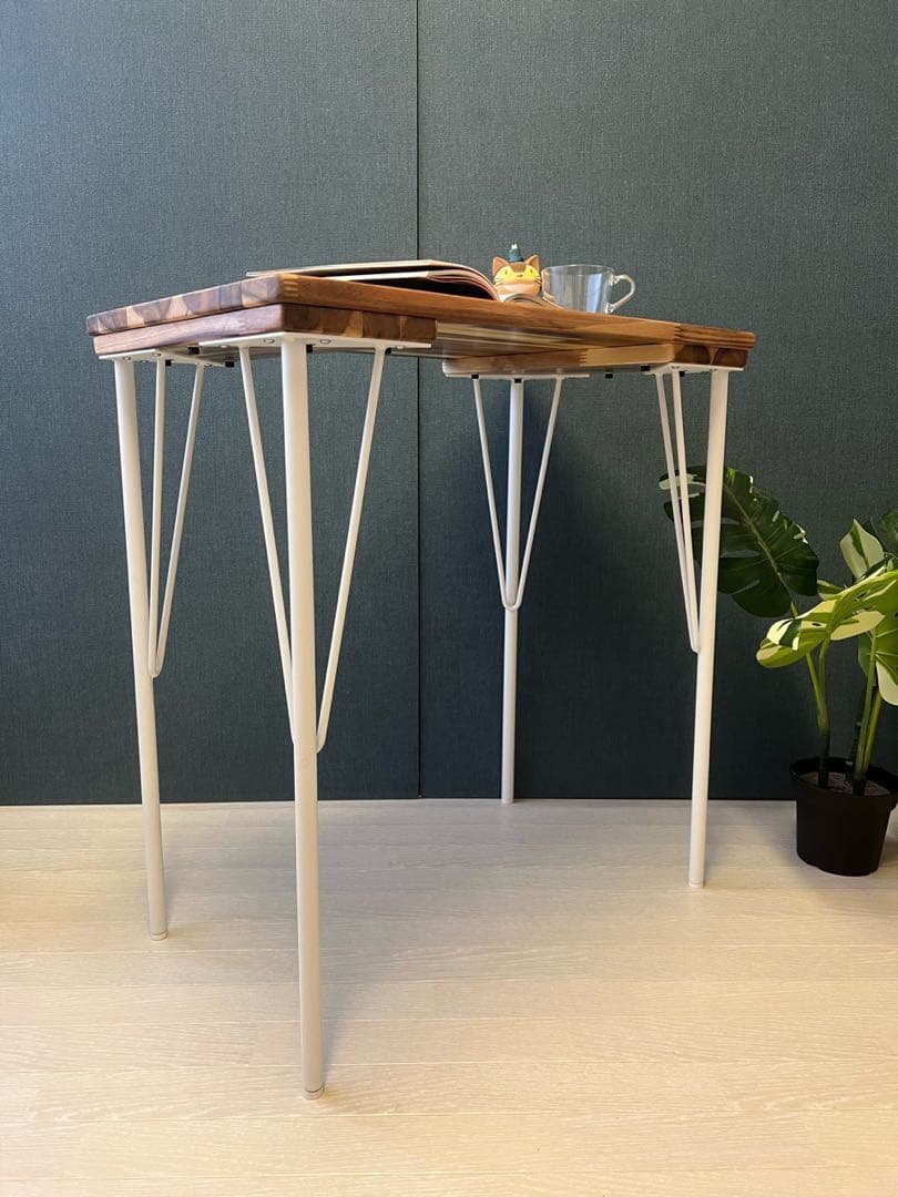 【送料無料】 テーブル 長方形65cm 45cm アカシア アイアンボルト連結脚