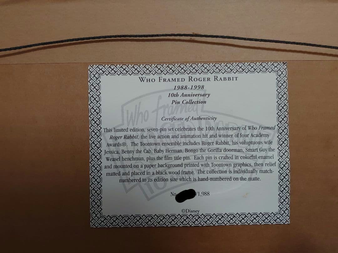 ロジャーラビット ピンバッジ 10周年 限定品 ディズニー