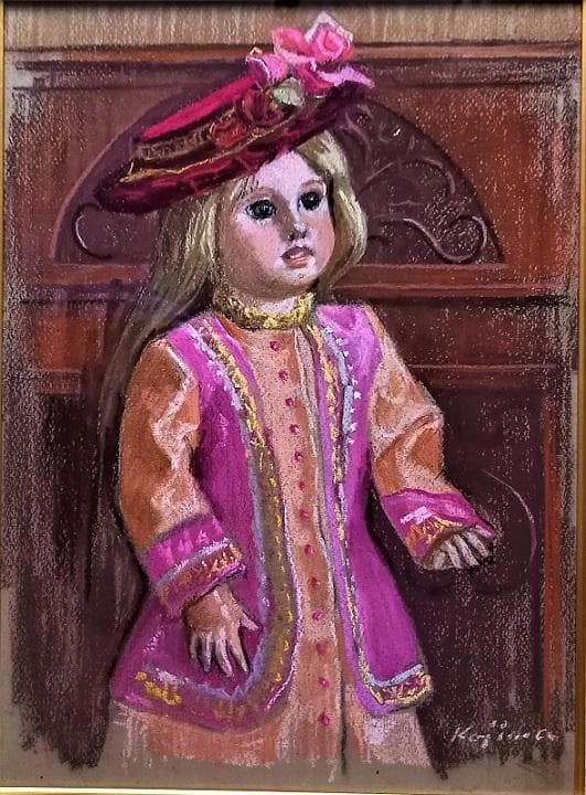 小島俊男　タイトル「エレーヌ」パステル画　1998年制作　P8号　高島屋取り扱い