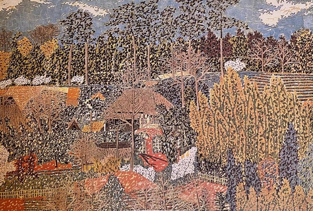 山下清、【晩秋】、希少な額装用画集より、新品額装付、状態良好