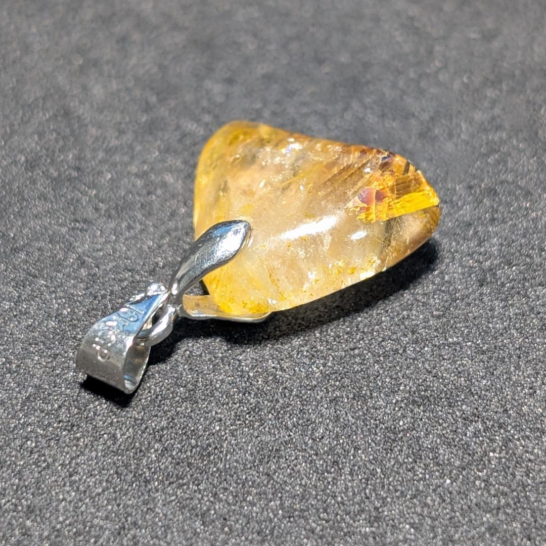 一点物 黄金オーラ 太陽放射ルチルペンダント チェーン50cm付 SV925