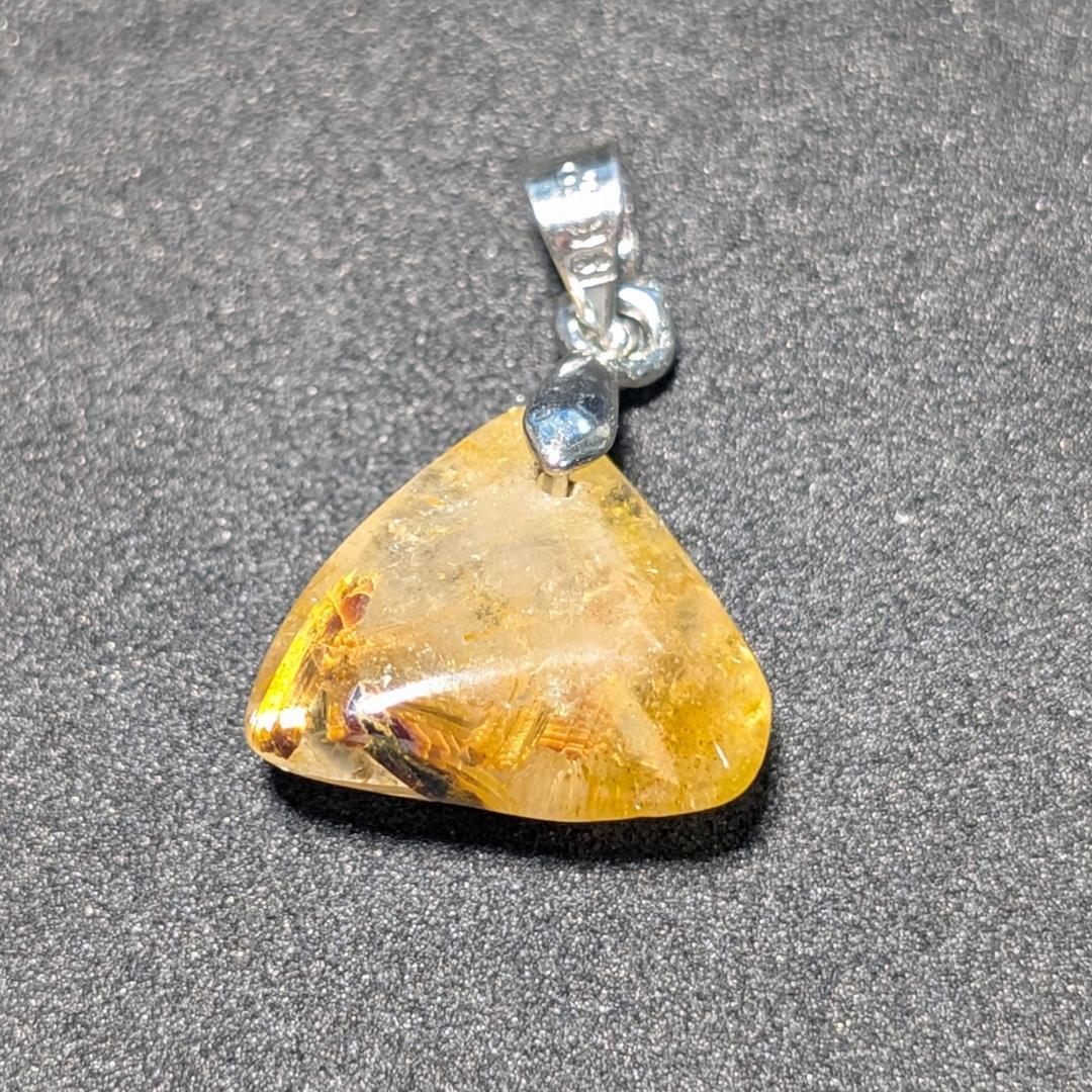 一点物 黄金オーラ 太陽放射ルチルペンダント チェーン50cm付 SV925