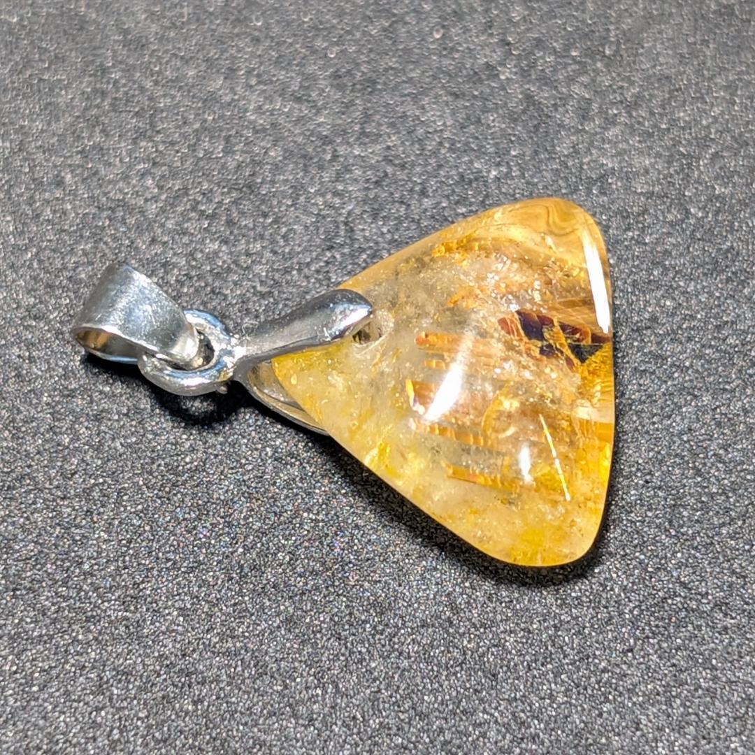 一点物 黄金オーラ 太陽放射ルチルペンダント チェーン50cm付 SV925