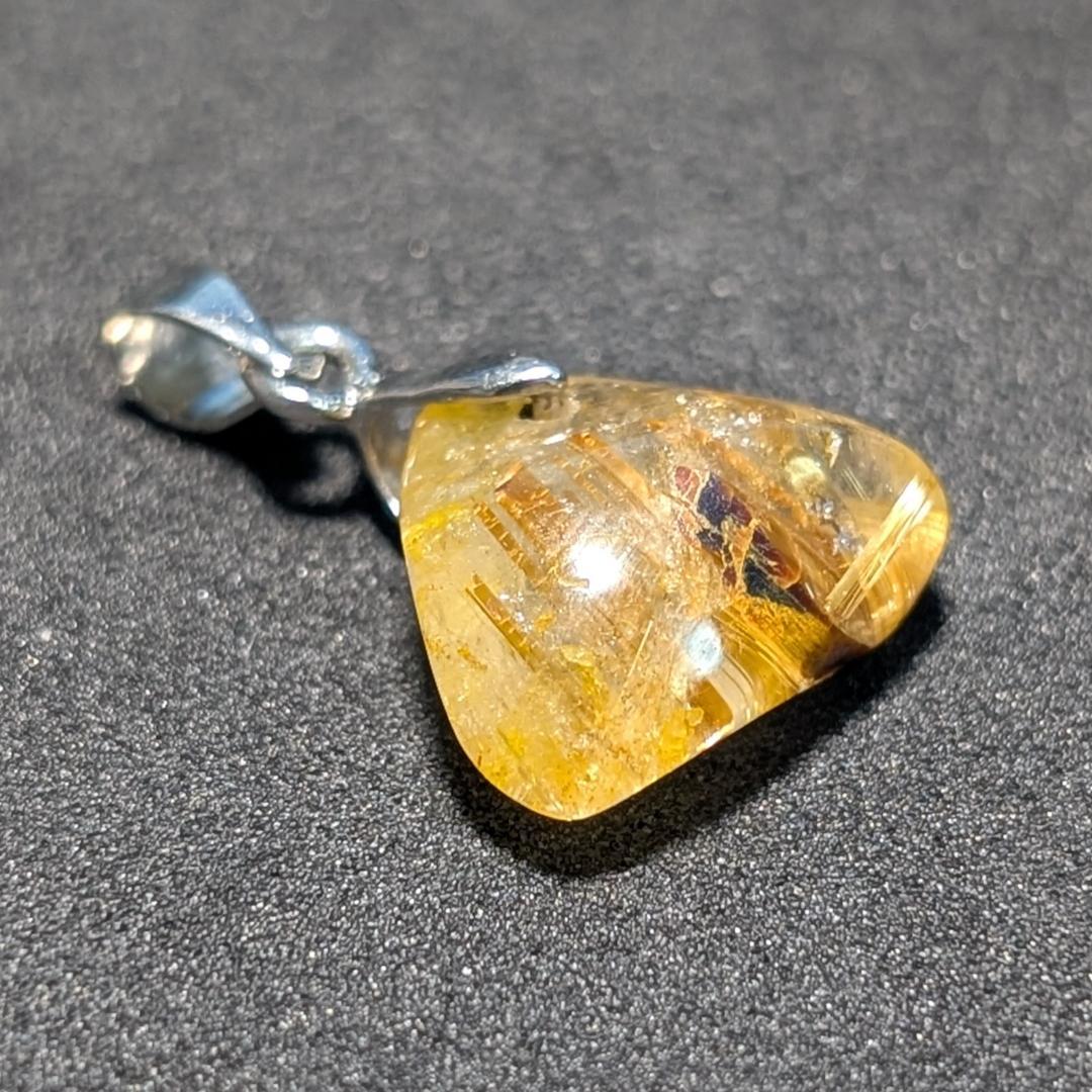 一点物 黄金オーラ 太陽放射ルチルペンダント チェーン50cm付 SV925