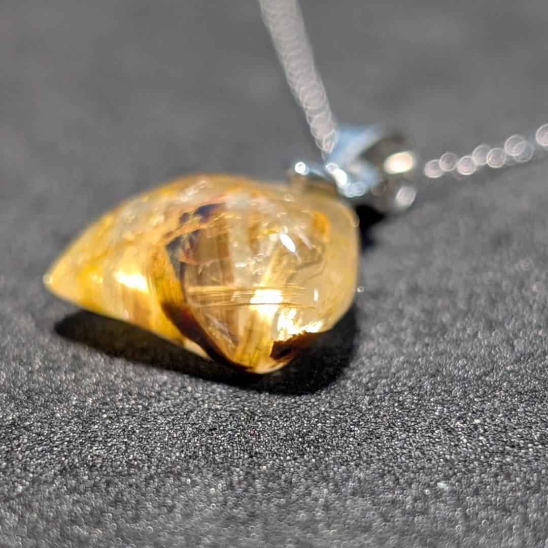 一点物 黄金オーラ 太陽放射ルチルペンダント チェーン50cm付 SV925