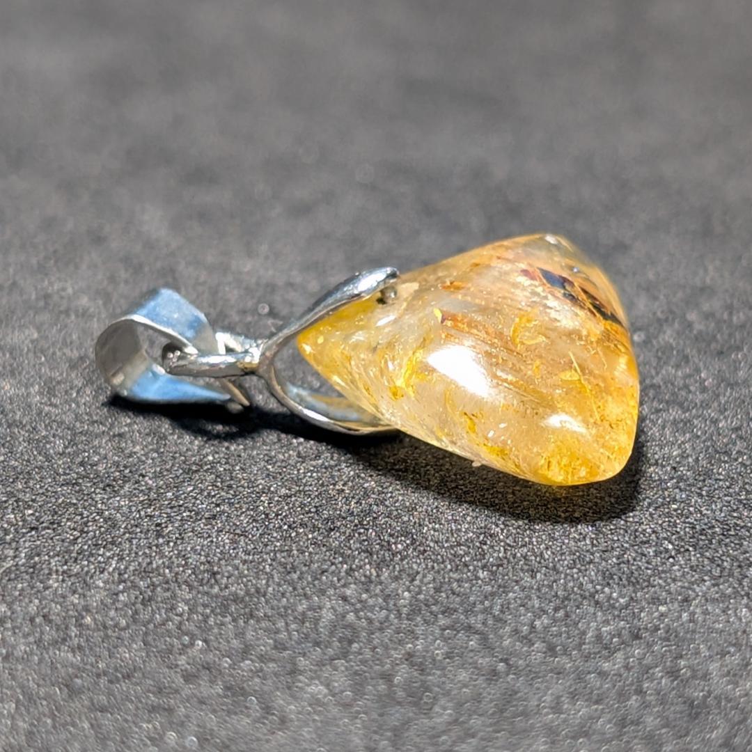 一点物 黄金オーラ 太陽放射ルチルペンダント チェーン50cm付 SV925