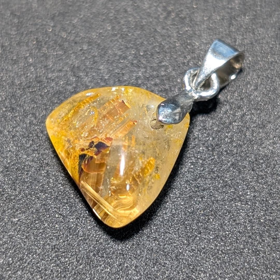 一点物 黄金オーラ 太陽放射ルチルペンダント チェーン50cm付 SV925