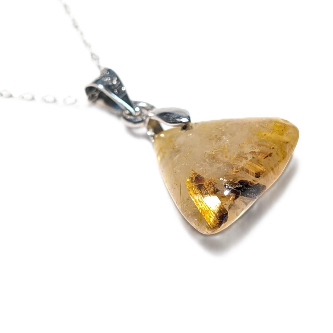 一点物 黄金オーラ 太陽放射ルチルペンダント チェーン50cm付 SV925