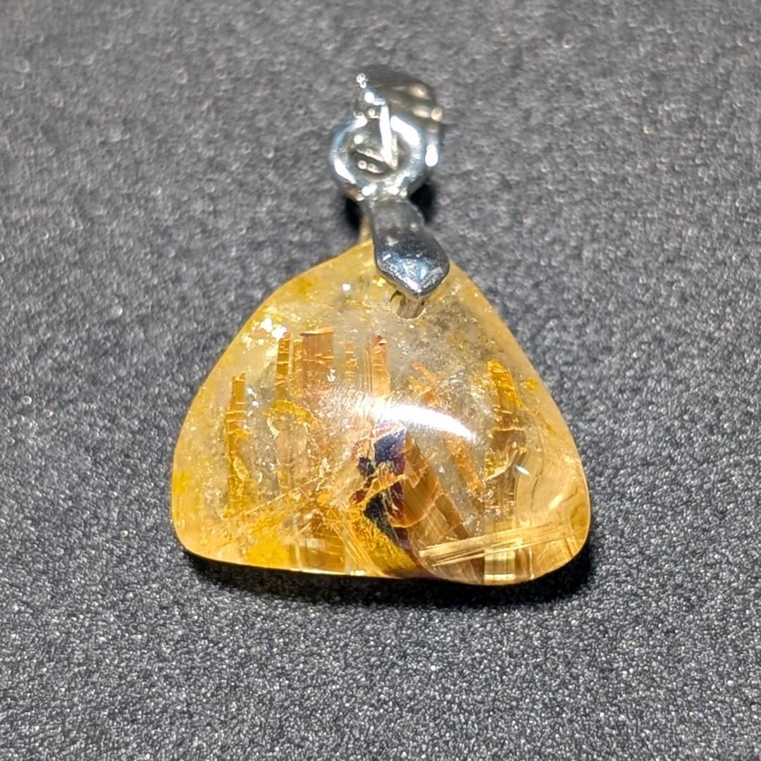 一点物 黄金オーラ 太陽放射ルチルペンダント チェーン50cm付 SV925