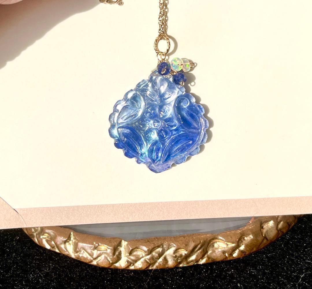 ラピスラズリ×マザオパ×水晶のトリプレットカービングPT