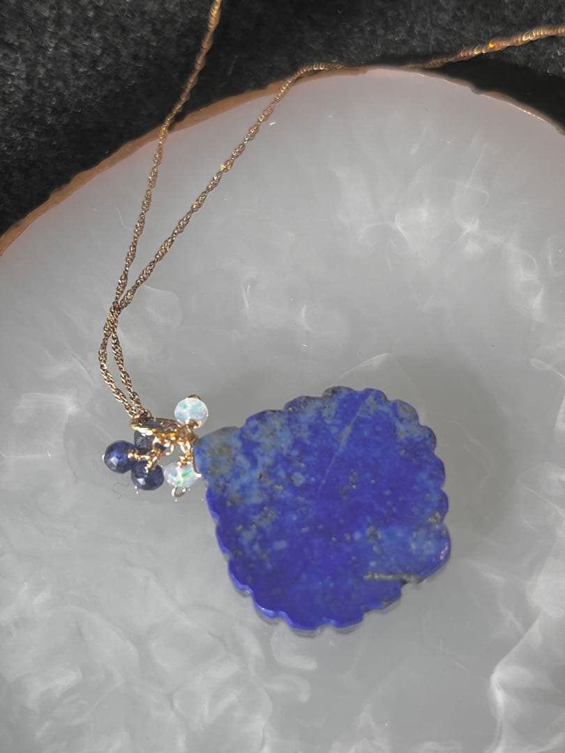 ラピスラズリ×マザオパ×水晶のトリプレットカービングPT