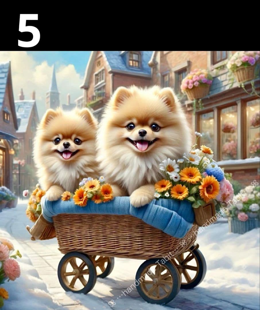 オーダーページ　ハンカチ　ポメラニアン柄ハンドメイド1/31