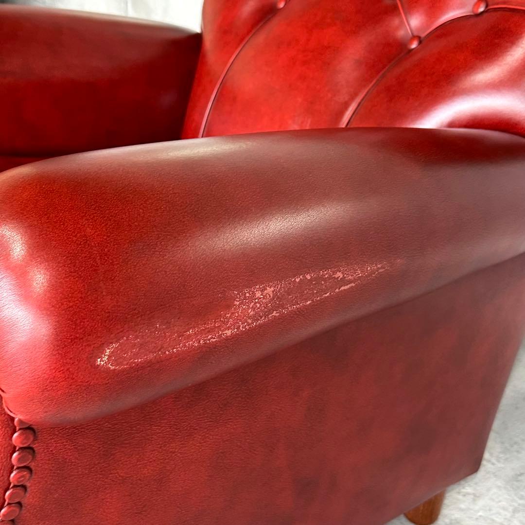 ★チェスターフィールド★総本革 ソファ 1P 英国アンティーク調 クラブチェア