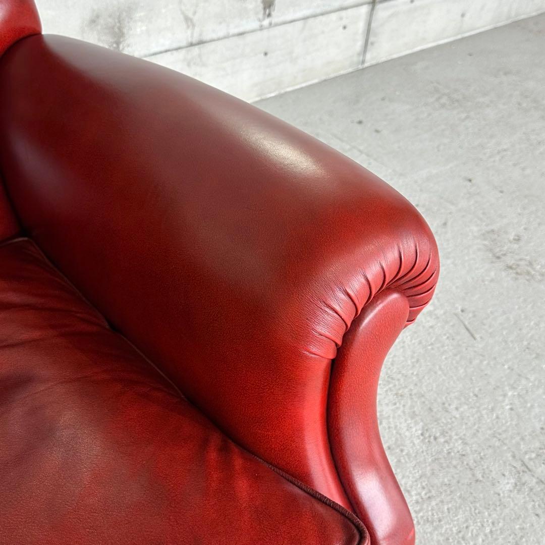 ★チェスターフィールド★総本革 ソファ 1P 英国アンティーク調 クラブチェア