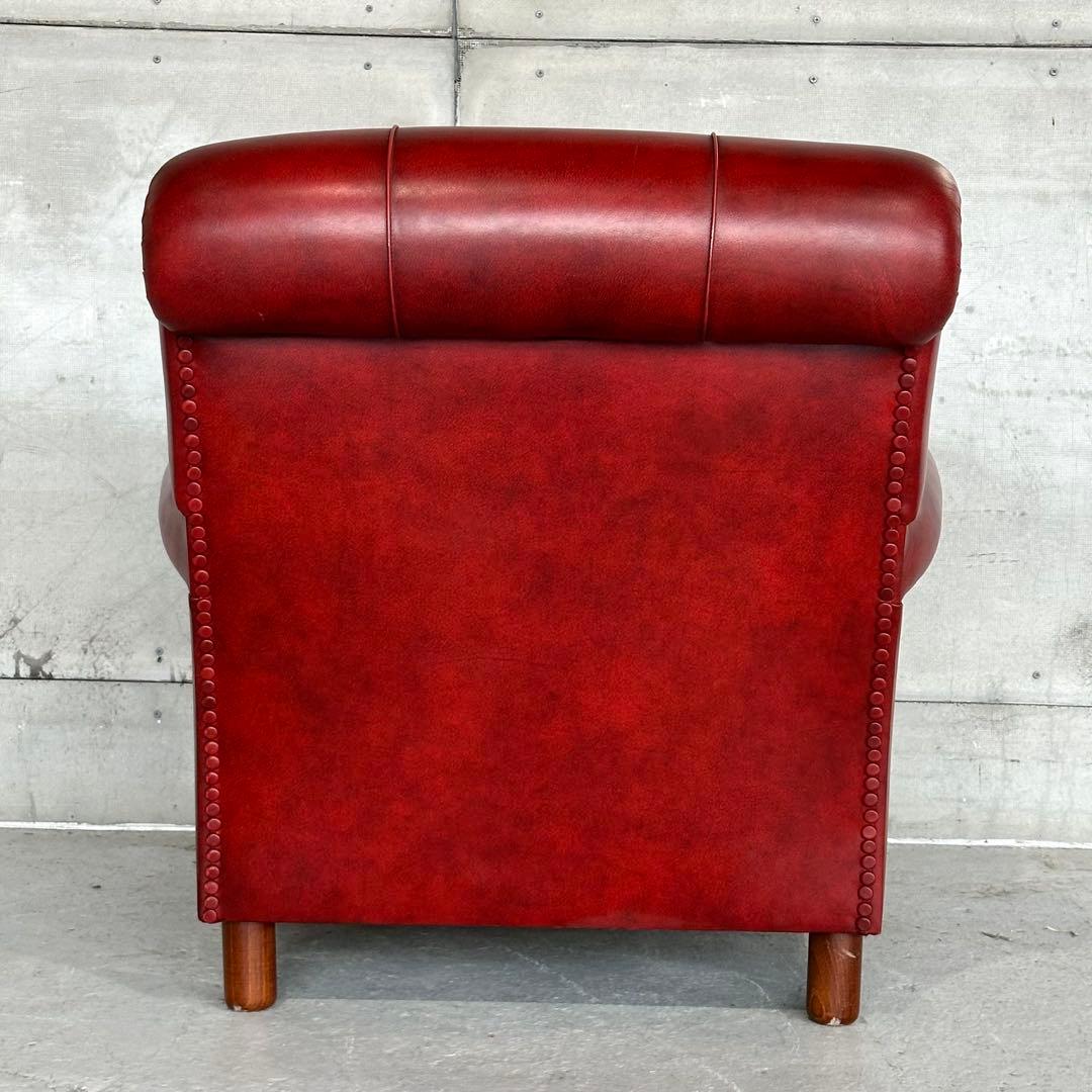 ★チェスターフィールド★総本革 ソファ 1P 英国アンティーク調 クラブチェア