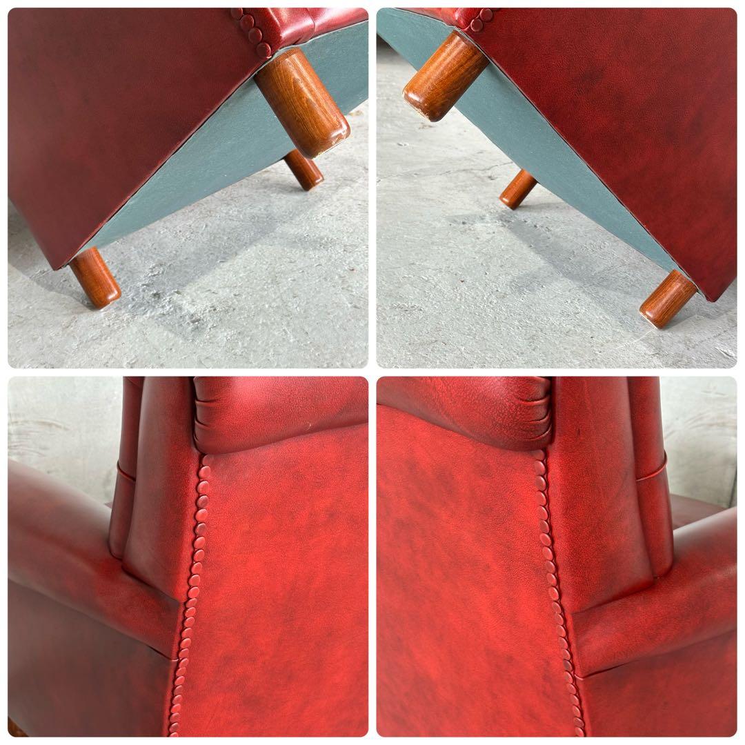 ★チェスターフィールド★総本革 ソファ 1P 英国アンティーク調 クラブチェア