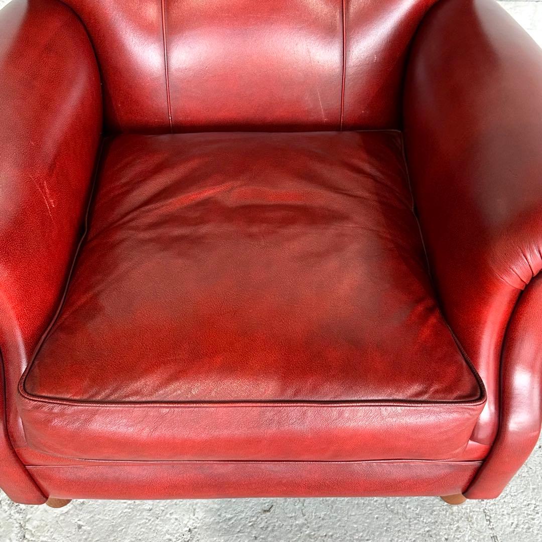 ★チェスターフィールド★総本革 ソファ 1P 英国アンティーク調 クラブチェア