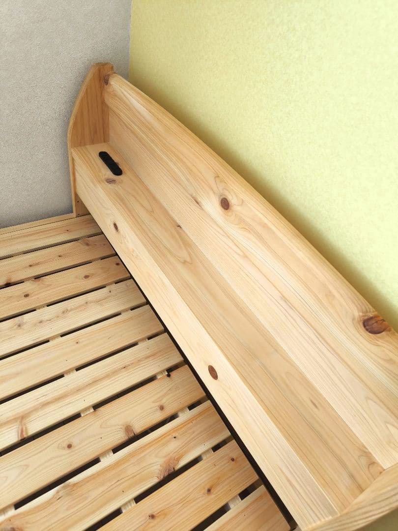 源ベッド 国産ひのきすのこベッド シングル ヘッドボード付き 四本足タイプ