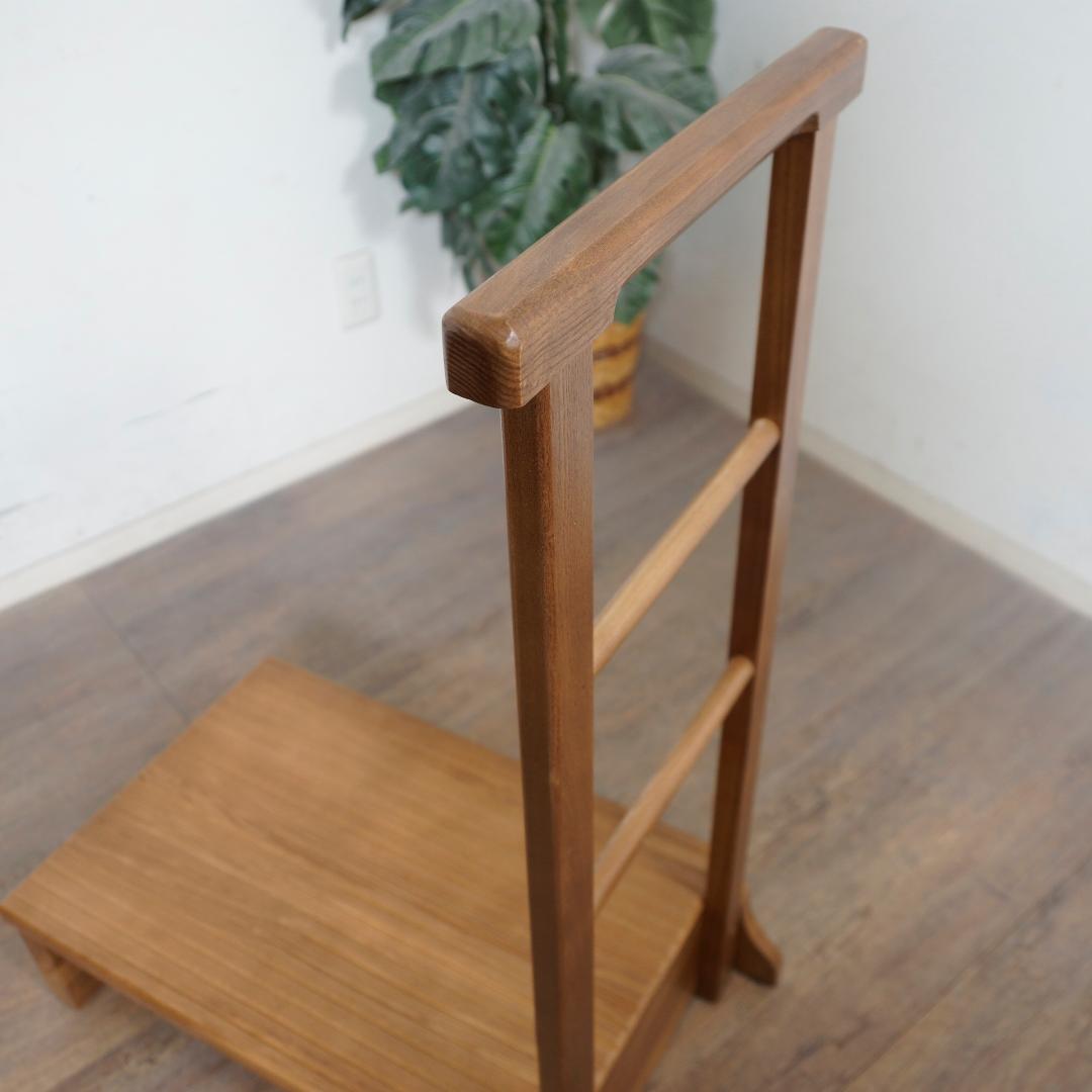 【新品】天然木　手すり付き玄関踏み台　片側手すり　アウトレット