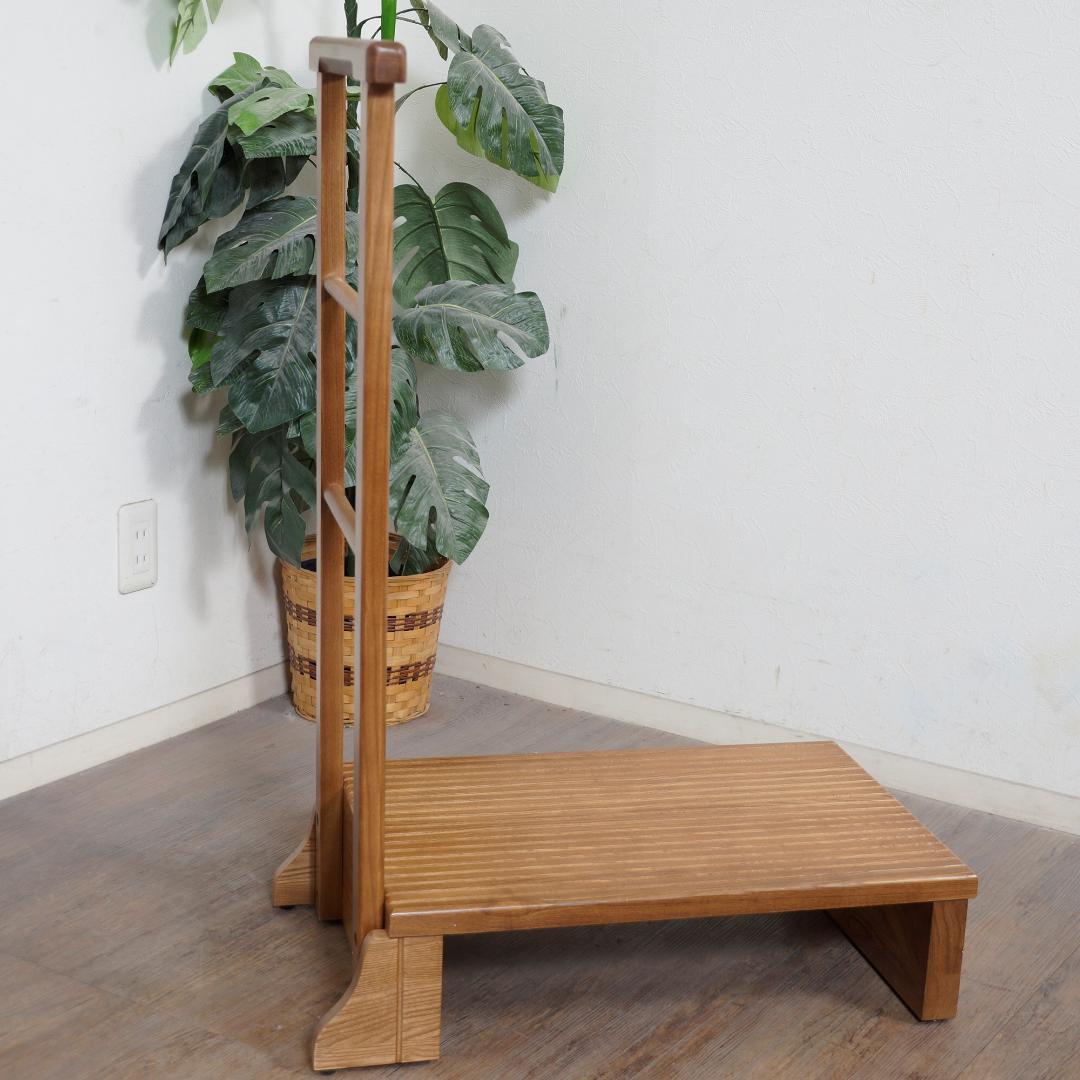 【新品】天然木　手すり付き玄関踏み台　片側手すり　アウトレット