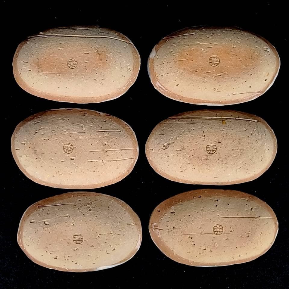 ♪美品♪陶あん　色絵付け　花変わり　醤油皿　小皿　豆皿　6枚