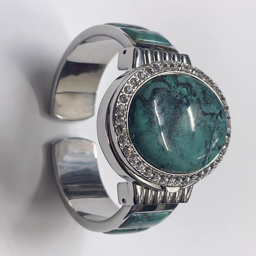 Liebe リエベ シェル文字盤 ターコイズ クリスタル 開閉式 バングル時計