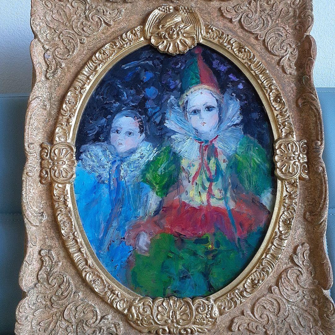 ピエロ　ガラス絵　桜川洋子さん